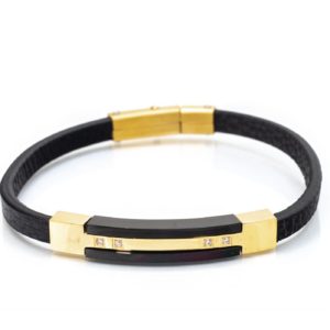 צמיד דגם LX שחור וזהב משובץ זירקונים