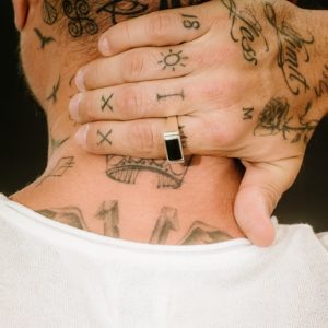 טבעת כסף 925 קלאסית מלבן שחור