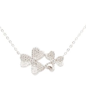 שרשרת כסף תלתן עם אלמנט לב