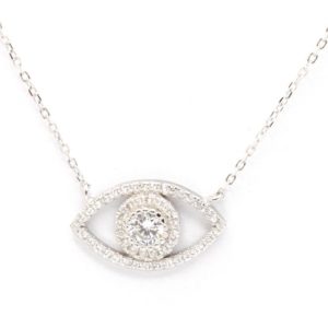 שרשרת עין יוקרתית מכסף משובצת זירקונים