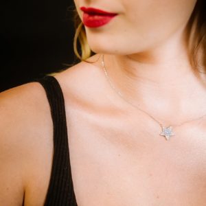 שרשרת כוכב מכסף משובצת זירקונים