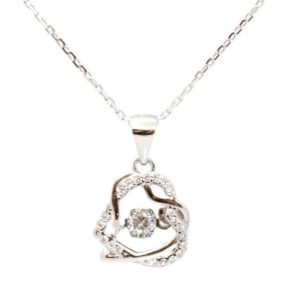 שרשרת לב משולב מכסף משובצת בזירקונים