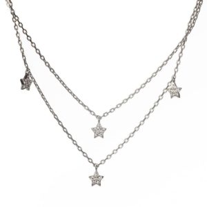 שרשרת כוכבים כפולה מכסף משובצת בזירקונים