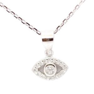 שרשרת עין אלגנטית מכסף משובצת זירקונים