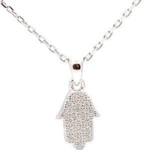 שרשרת חמסה קטנה מכסף משובצת בזירקונים