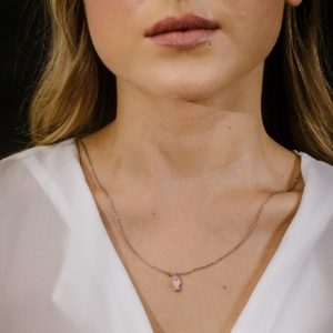 צ'וקר דג ורוד מכסף משובץ זירקון