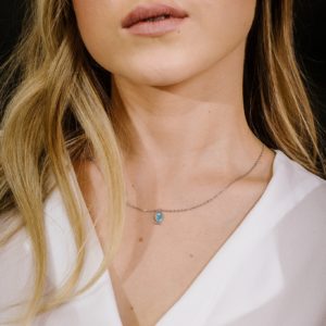 צ'וקר דג תכלת מכסף משובץ זירקון