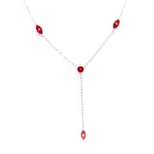 שרשרת עניבה עין אדומה מכסף