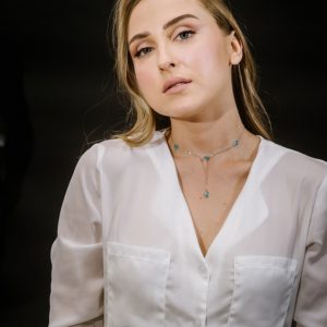 שרשרת עניבה עין תכלת מכסף