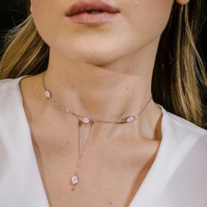 שרשרת עניבה עין ורודה מכסף