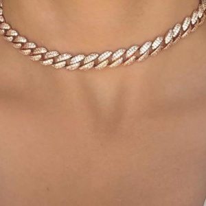 שרשרת גורמט רוז גולד משובצת זירקונים