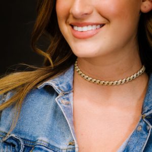 שרשרת גורמט זהב משובצת זירקונים