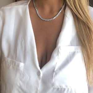 שרשרת טניס יוקרתית משובצת זירקונים עגולים