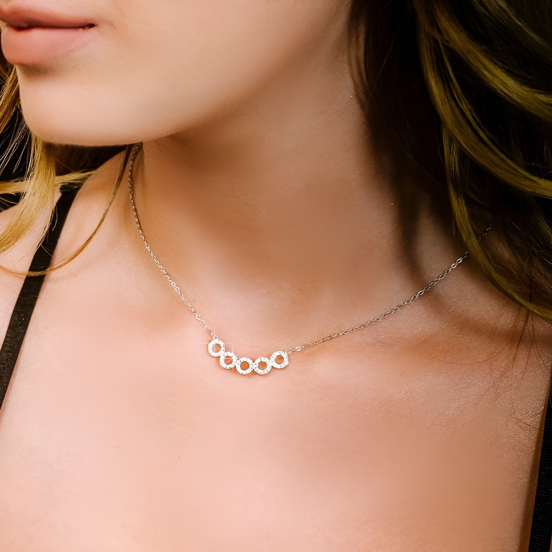 שרשרת עיגולים - שרשרת חמישה עיגולים - חמישה עיגולים מכסף