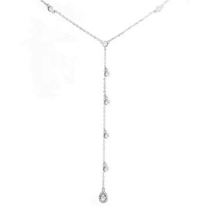 שרשרת עניבה עיגולים מכסף משובצת זירקונים