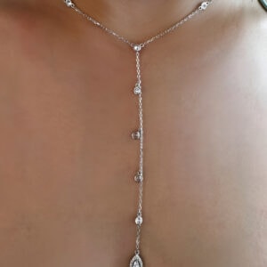 שרשרת עניבה עיגולים מכסף משובצת זירקונים