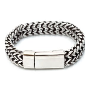 צמיד חוליות עבה כסוף לגבר