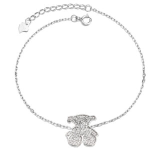 צמיד כסף דובי משובץ זירקונים