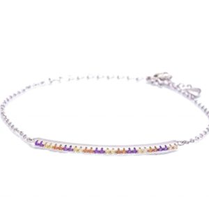 צמיד שורה דק שיבוץ צבעוני