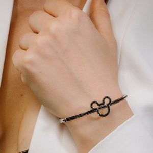 צמיד מיקי מאוס משובץ זירקונים שחורים