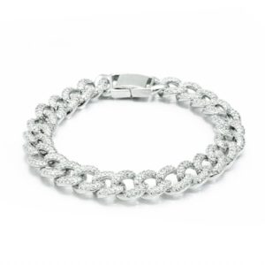 צמיד גורמט כסוף משובץ זירקונים צבע כסף