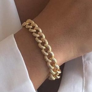 צמיד גורמט משובץ זירקונים מצופה בצבע זהב