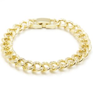 צמיד גורמט דק משובץ בזירקונים בצבע זהב