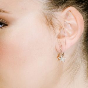 עגילי כסף כוכב משובצים זירקונים