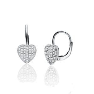 עגילי כסף לב מנופח