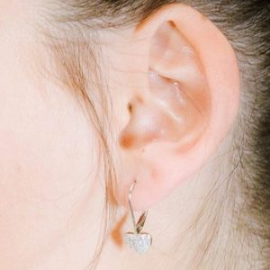 עגילי כסף לב מנופח