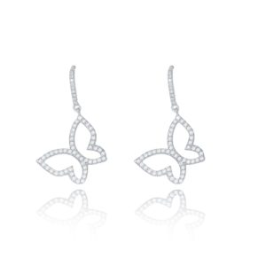 עגילי כסף פרפרים משובצים זירקונים