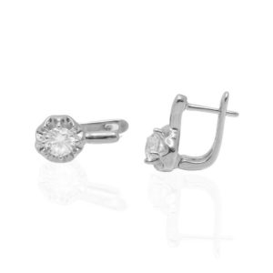 עגילי כסף פרח זרקן מרכזי