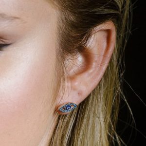 עגילי עין שיבוץ כחול ותכלת