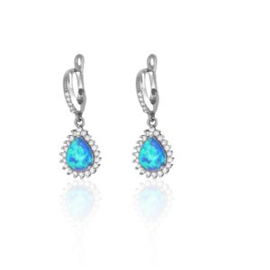 עגילים מכסף זרקן תכלת אלמנט נופל