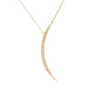 שרשרת ירח גדול רוז גולד משובצת זירקונים