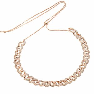 שרשרת גורמט רוז גולד משובצת זירקונים