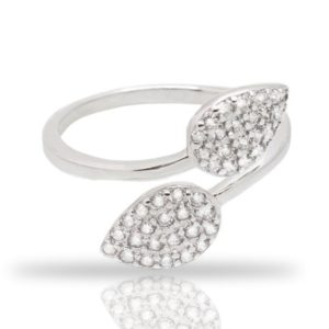 טבעת כסף עלים משולבים