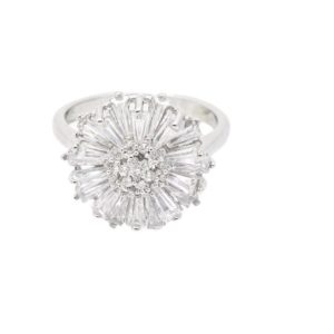 טבעת כסף פרח גדול בגטים