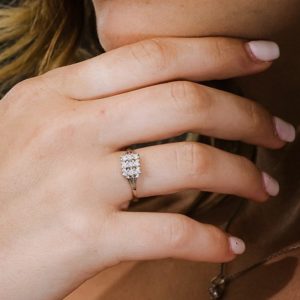 טבעת כסף אלמנט מרובע