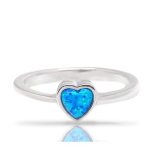 טבעת כסף לב תכלת