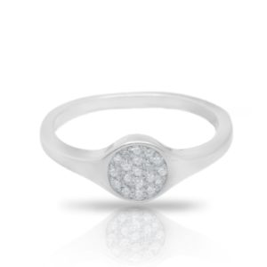 טבעת כסף עם אלמנט עגול מוכנס