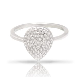 טבעת כסף טיפה בינונית מעוטרת זירקונים