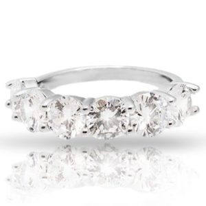 טבעת כסף זירקונים עגולים בינוניים