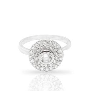 טבעת אלמנט עגול עם זרקן מרכזי משובצת זירקונים