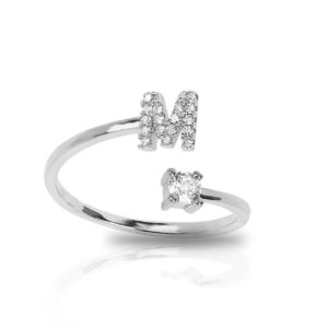 טבעת אות M כסף 925