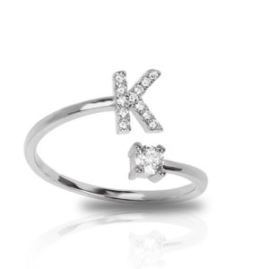 טבעת אות K כסף 925