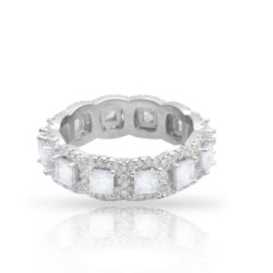 טבעת אלמנט שיבוץ שקוף מכסף