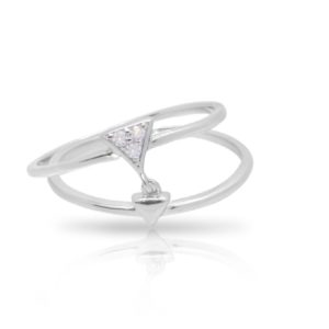 טבעת שכבה כפולה אלמנט משולש משובץ זירקונים