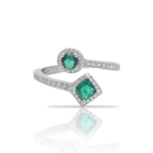 טבעת אלמנט עגול ומשולש שיבוץ ירוק