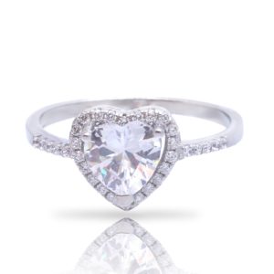 טבעת כסף זרקן מרכזי לב